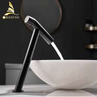 WANFAN 855776 Single Hole Cold And Hot Water Brass sanitary faucet for bathroom sinks Black Basin Faucet bathroom sinks faucets