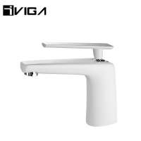 VIGA White and Chrome Basin Faucet Water Save Brass Cold Basin Tap