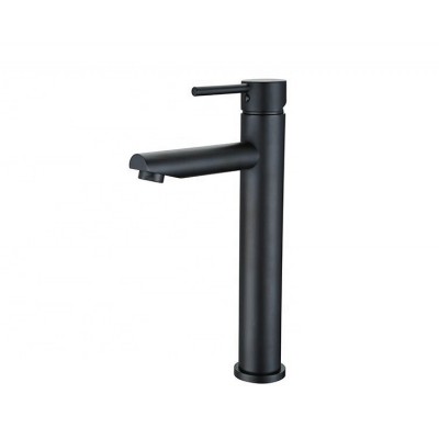 Nanan guanshu China supplier best price good quality new design single cold black tall basin faucet